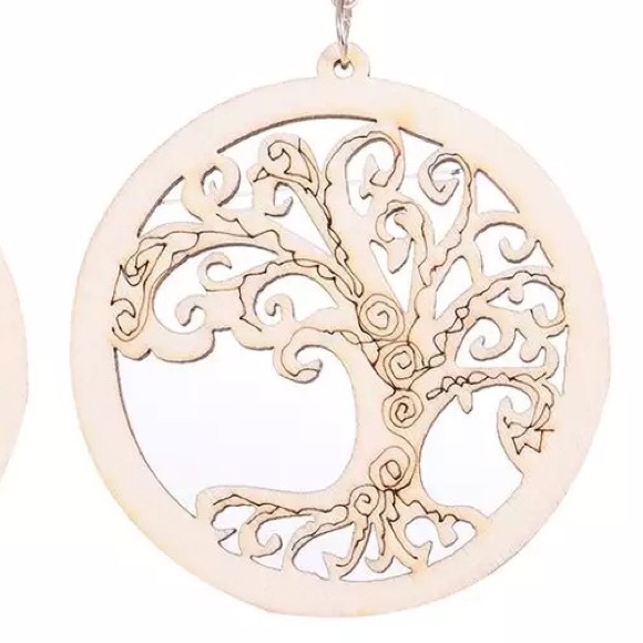 Tree of Life Laser Cut Wooden Bohemian Earings - Picture 2 of 2